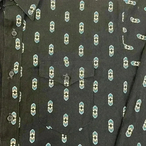 Vintage Wrangler X Long Tails Mens 18.5X36 Aztec Black Button Up Western Rodeo - Picture 3 of 15